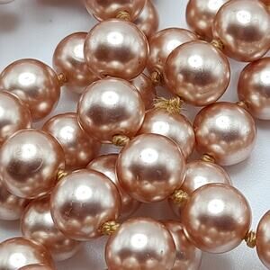 Vintage Faux Pearl Long Necklace, No Clasp, 58 Inches, Hand-knotted